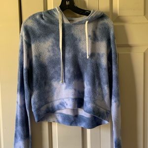 hollister tie - dye cropped hooded sweatshirt